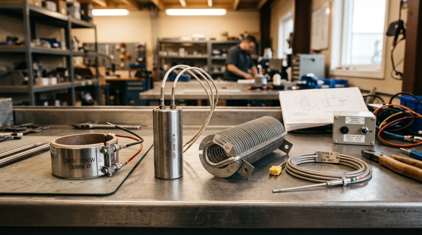 Industrial Heating Elements Workbench - Band Heaters, Cartridge Elements and Thermocouples
